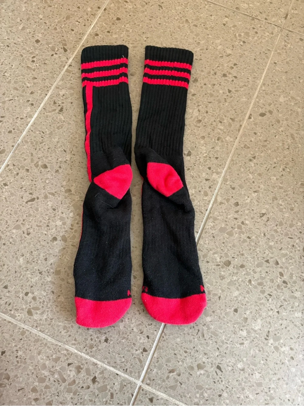 Mr. S Leather - Men's Black & Red Athletic Crew Socks